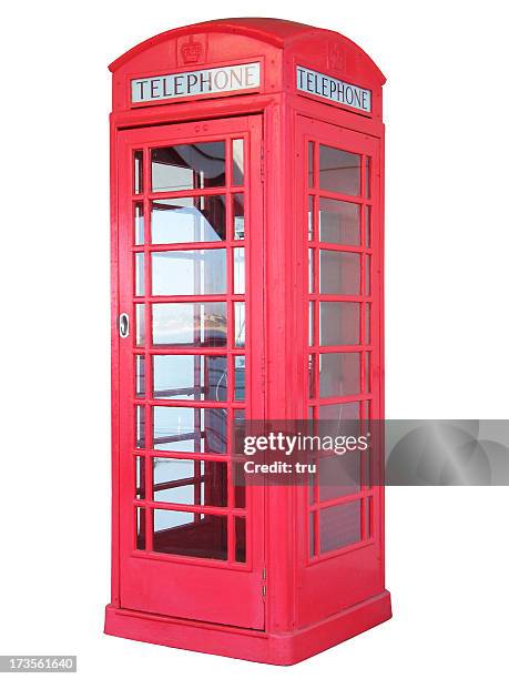 british red phone booth - isolated - telephone booth stock pictures, royalty-free photos & images