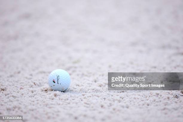 Detail view of a Titleist of a ball on Day Three of the acciona Open de Espana presented by Madrid at Club de Campo Villa de Madrid on October 14,...