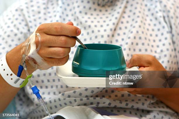 eating soup - hospital food stock pictures, royalty-free photos & images