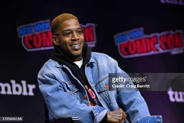 Kid Cudi speaks onstage at the Star Trek Universe panel during New York Comic Con 2023 - Day 3 at Javits Center on October 14, 2023 in New York City.