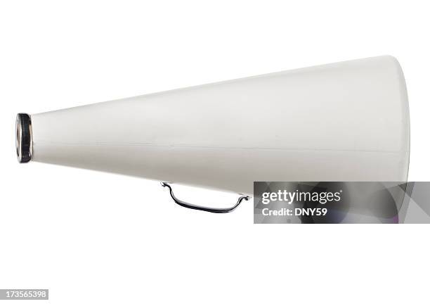 bianco megafono isolato su sfondo bianco - megafono foto e immagini stock