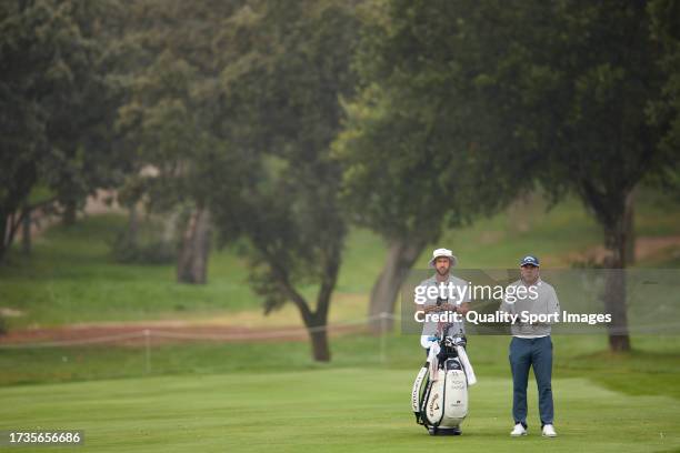 Richie Ramsay of Scotland studies his shot Day Three of the acciona Open de Espana presented by Madrid at Club de Campo Villa de Madrid on October...