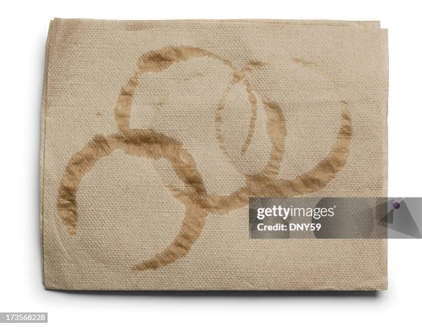 anillos de café - paper napkin fotografías e imágenes de stock