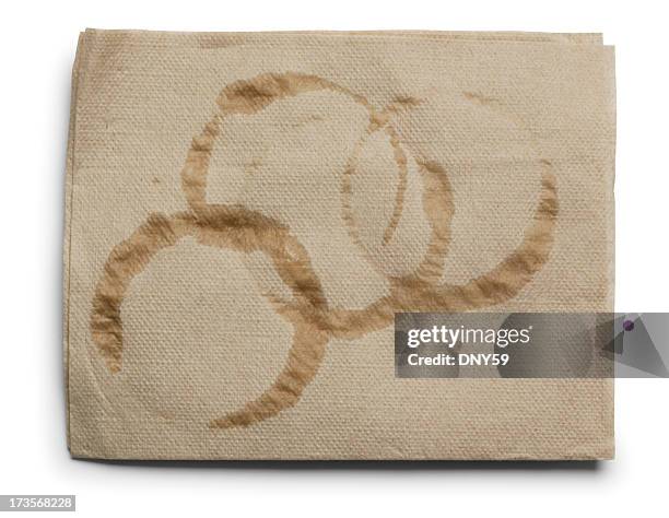 coffee rings - napkin stock pictures, royalty-free photos & images