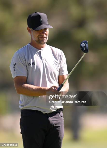 Ryan Moore of the United States prepares to putt on the seventh green during the third round of the Shriners Children's Open at TPC Summerlin on...