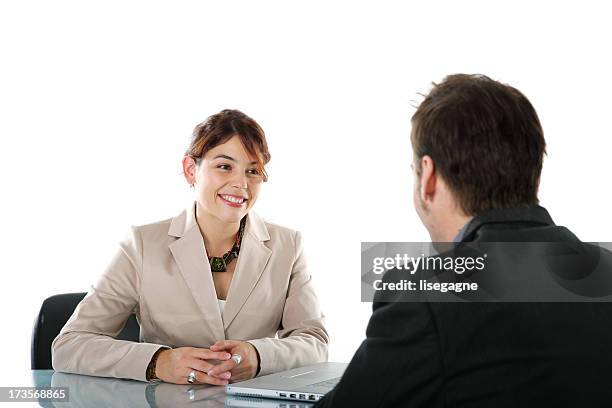 Two People Talking White Background Business Photos and Premium High ...