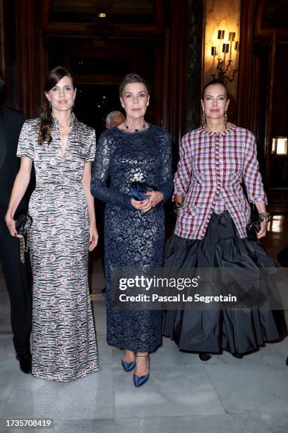 Charlotte Casiraghi, Princess Caroline of Hanover and Carole Bouquet attend the 60th AMADE Anniversary Dinner at Monte Carlo Opera Garnier on October...