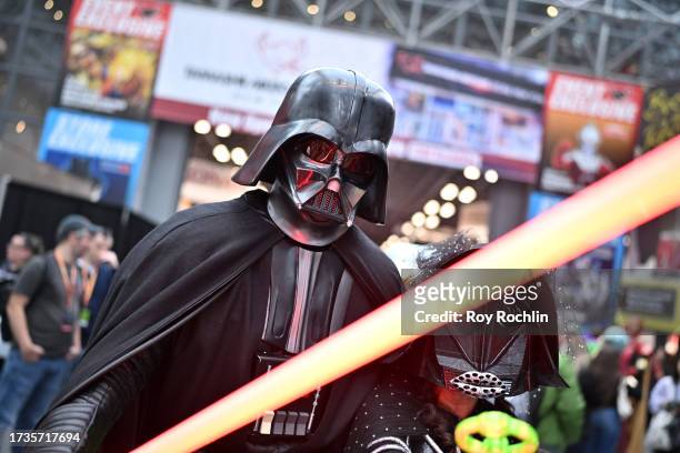 Cosplayer poses as Darth Vader during New York Comic Con 2023 - Day 3 at Javits Center on October 14, 2023 in New York City.