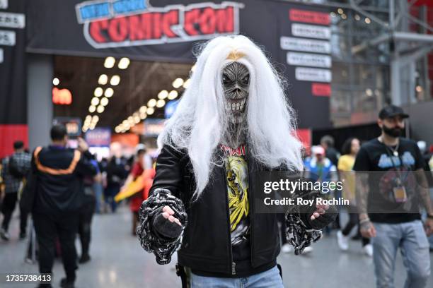 Cosplayer poses as Eddie from Iron Maiden during New York Comic Con 2023 - Day 3 at Javits Center on October 14, 2023 in New York City.