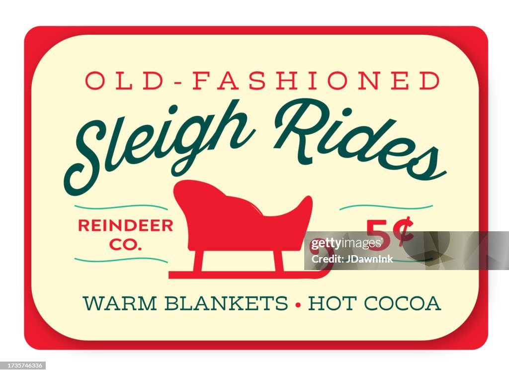 Sleigh Races Sign Old Fashioned Sleigh Rides Label Directional Sign Design With For ...