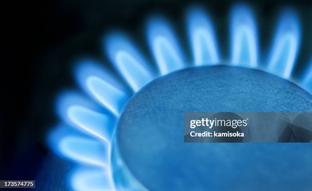 flame, gas - blue gas flame stock-fotos und bilder