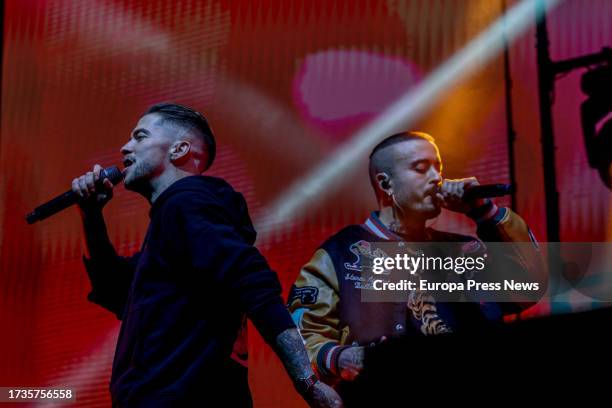 The musical duo Natos y Waor during a performance at the Wizink Center, on 14 October, 2023 in Madrid, Spain. Natos y Waor is a rap duo from Madrid...