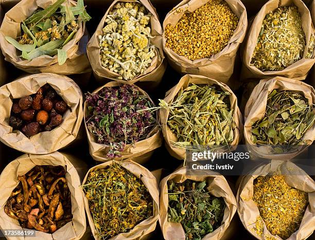 medical herbs - dried food stock pictures, royalty-free photos & images