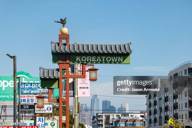 Los Angeles, CA The Koreatown Gateway Sign on Olympic in Koreatown on Monday, Oct. 9, 2023 in Los Angeles, CA.