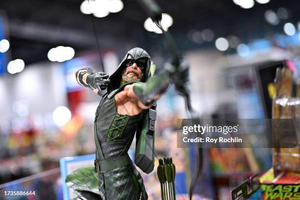 View of a Green Arrow statue during New York Comic Con 2023 - Day 3 at Javits Center on October 14, 2023 in New York City.