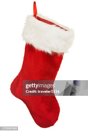 Meia de Natal vermelha isolado de uma Bola de Árvore de Natal Meia de Natal vermelha isolado de uma Bola de Árvore de Natal