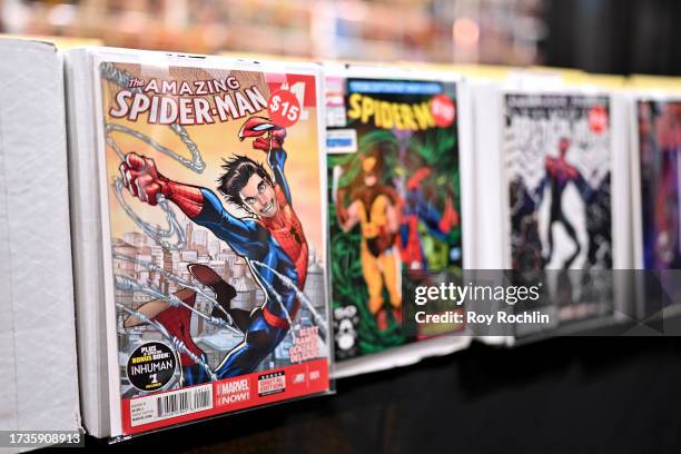 Comic books on display during New York Comic Con 2023 - Day 3 at Javits Center on October 14, 2023 in New York City.