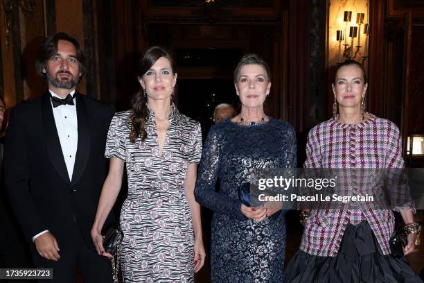 Dimitri Rassam, Charlotte Casiraghi, Princess Caroline of Hanover and Carole Bouquet attend the 60th AMADE Anniversary Dinner at Monte Carlo Opera...