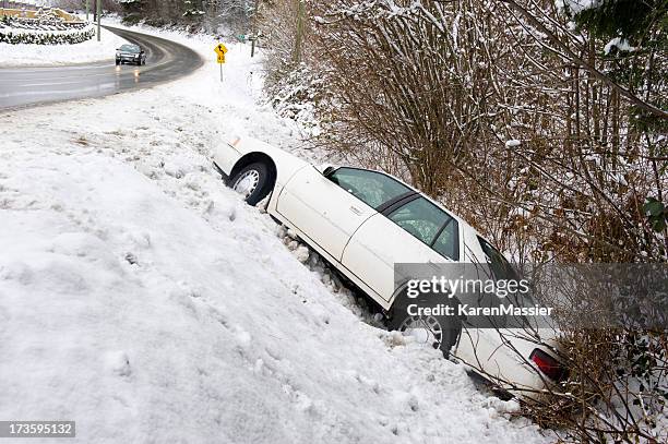 auto im graben - car crash scene stock-fotos und bilder