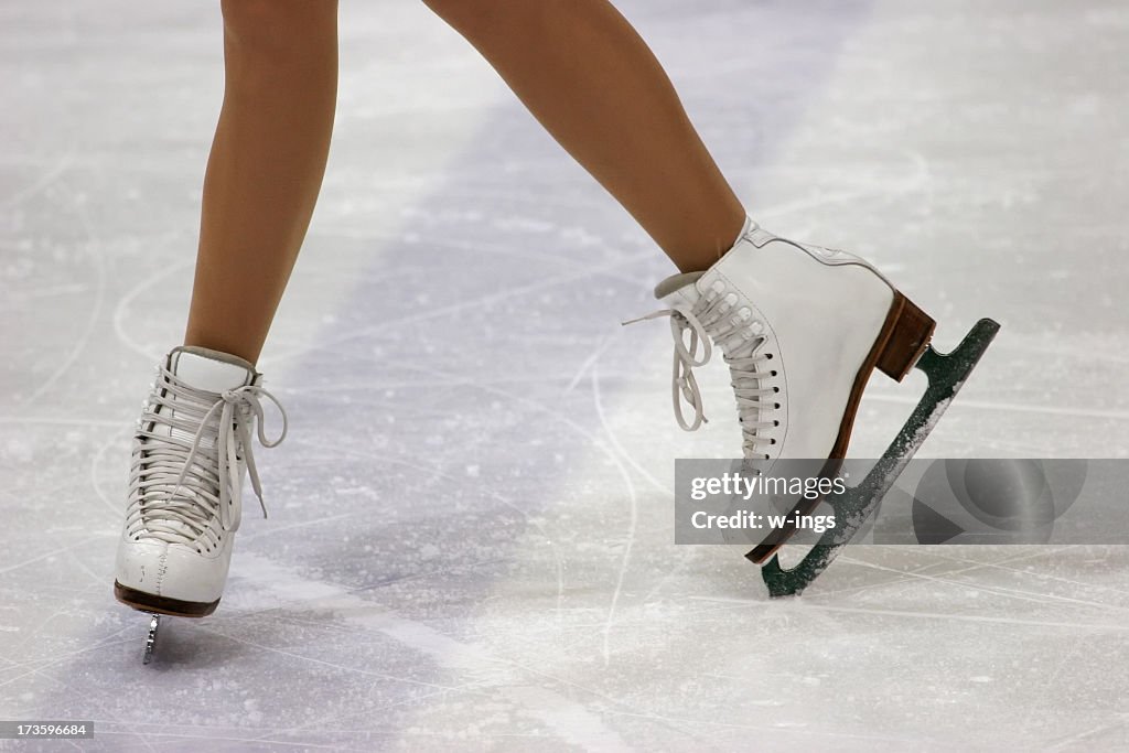Ski Racers Feet Close Up Of Figure Skaters Feet In Skates On Ice High-Res Stock Photo ...