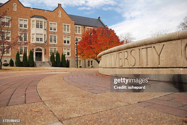 university in autunno - building sign foto e immagini stock