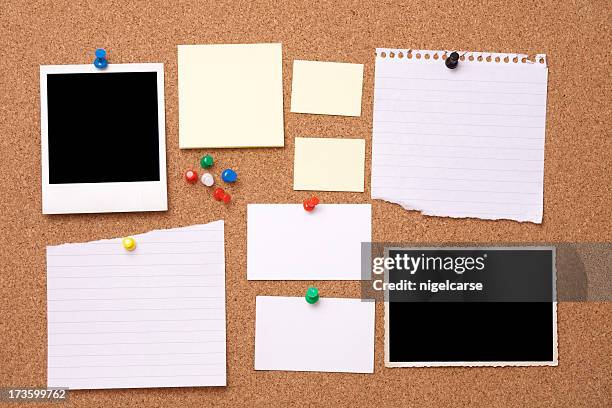 items on a notice board - notice board stock pictures, royalty-free photos & images