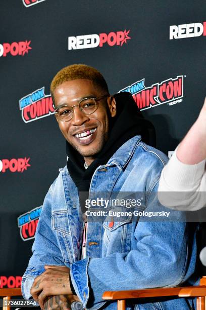 Kid Cudi announces his comic book "Moon Man" at a panel during New York Comic Con 2023 - Day 3 at Javits Center on October 14, 2023 in New York City.