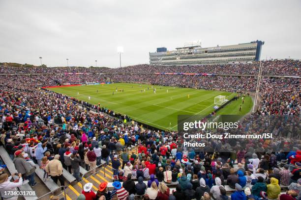General view of the crowd at the stadium during a game between Germany and USMNT at Pratt & Whitney Stadium at Rentschler Field on October 14, 2023...