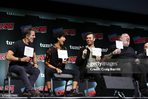 Con O'Neill, Vico Ortiz, Nathan Foad and Kristian Nairn speak at a panel during New York Comic Con 2023 - Day 3 at Javits Center on October 14, 2023...