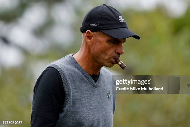 Rocco Mediate of the United States looks on while playing the second hole during the second round of the SAS Championship at Prestonwood Country Club...