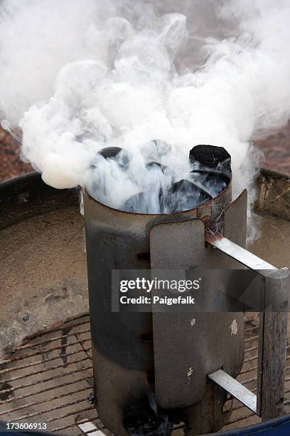 barbaque chimney - bbq smoker stock pictures, royalty-free photos & images