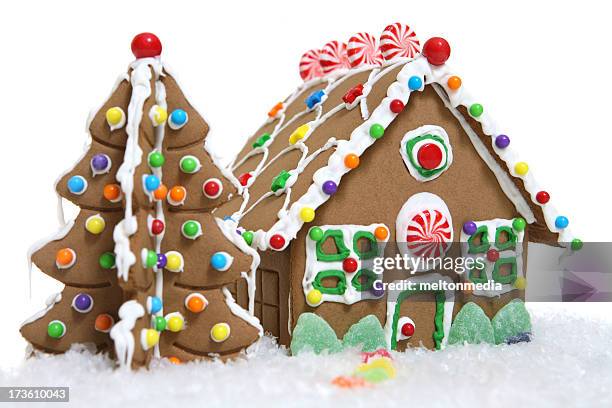 gingerbread house - ginger bread house isolated stock pictures, royalty-free photos & images