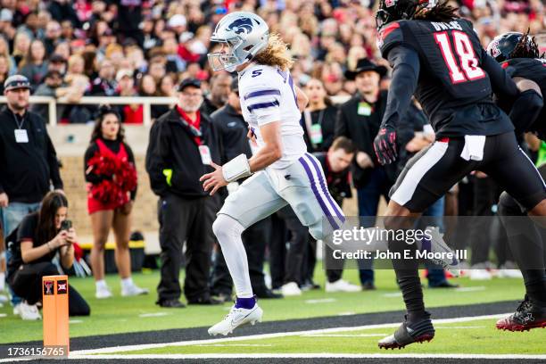 Avery Johnson of the Kansas State Wildcats runs for a touchdown during the first half of the game against the Texas Tech Red Raiders at Jones AT&T...