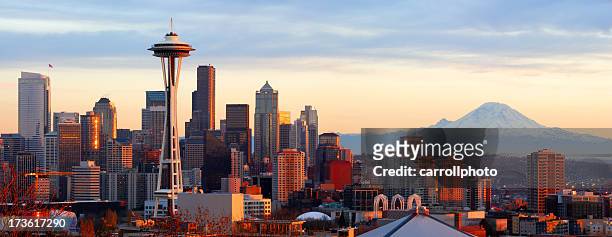 seattle skyline - panorama - seattle stock pictures, royalty-free photos & images
