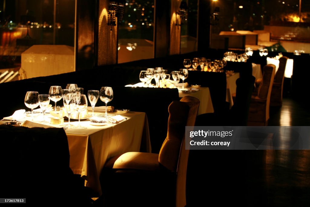 Luxurious dinner table and restaurant