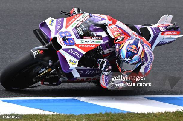 Prima Pramac's Spanish rider Jorge Martin competes during the qualifying session of the MotoGP Australian Grand Prix at Phillip Island on October 21,...