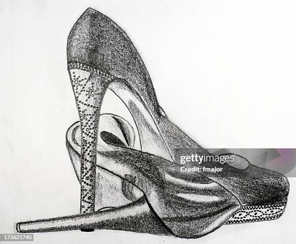 stiletto - drawing charcoal stock pictures, royalty-free photos & images