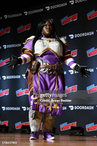 Cosplayer dressed as Ayra from 'Fire Emblem: Genealogy of the Holy War' poses during Cosplay Central Crown Championship Qualifier at New York Comic...