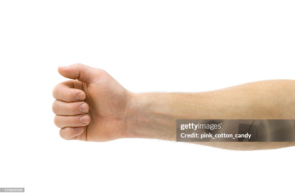 A mans arm on a white background
