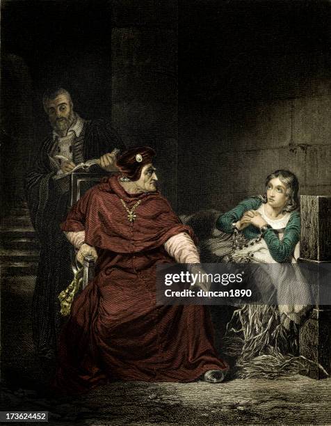 joan of arc in prison - hundred years war stock illustrations