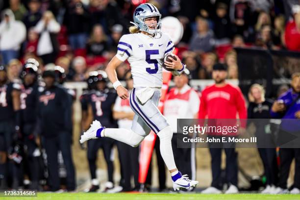 Avery Johnson of the Kansas State Wildcats runs for a touchdown during the second half of the game against the Texas Tech Red Raiders at Jones AT&T...