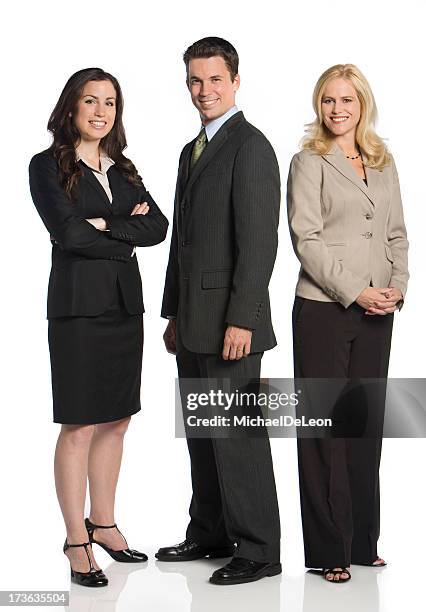 three business colleagues pose for a photo - three people isolated stock pictures, royalty-free photos & images