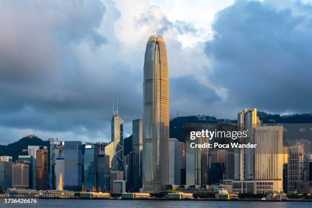 captivating hong kong skyscrapers at dusk, urban growth and ambiance, financial district, futuristic skyline and city life, modern apartments, urban skyscrapers, modern city, a futuristic cityscape. - hong kong island stock pictures, royalty-free photos & images