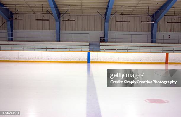 a blue and red line on an ice rink - ice rink stock pictures, royalty-free photos & images