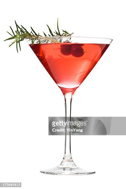 martini glass of cosmopolitan cocktail, red alcoholic beverage on white - martini glass stock pictures, royalty-free photos & images