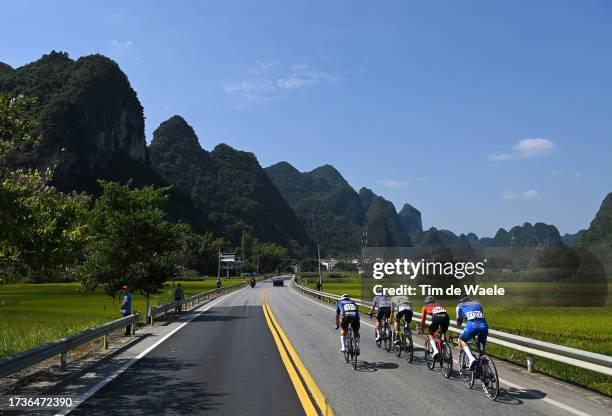 Julius Johansen of Denmark and Team Intermarche-Circus-Wanty, Zdenek Stybar of Czech Republic and Team Jayco-AlUla, Jens Reynders of Belgium and Team...