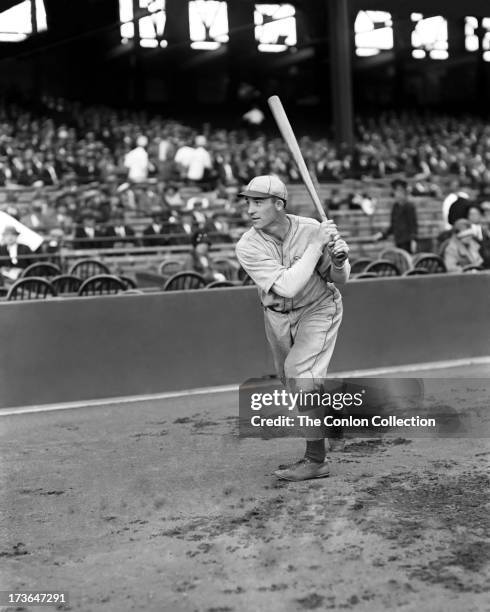 Aloysius H. Simmons of the Philadelphia Athletics swinging a bat in 1924.