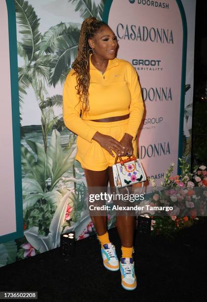 Serena Williams arrives at the Casadonna opening celebration where David Grutman, Noah Tepperberg and Jason Strauss debut Casadonna, a Coastal...