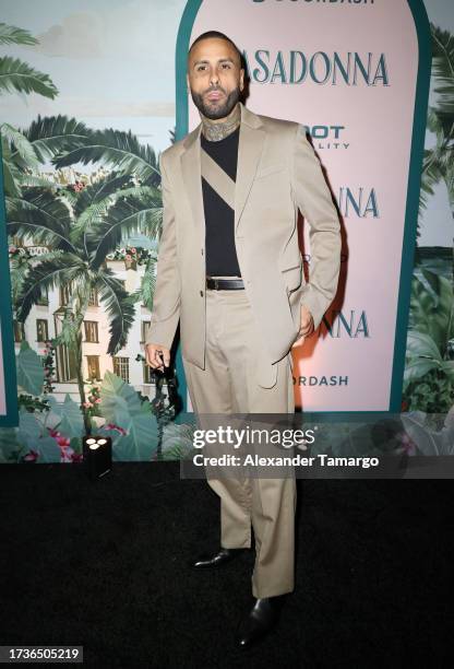 Nicky Jam arrives at the Casadonna opening celebration where David Grutman, Noah Tepperberg and Jason Strauss debut Casadonna, a Coastal...