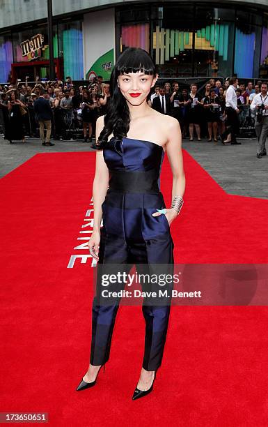 Actress Rila Fukushima attends the UK Premiere of 'The Wolverine' at Empire Leicester Square on July 16, 2013 in London, England.